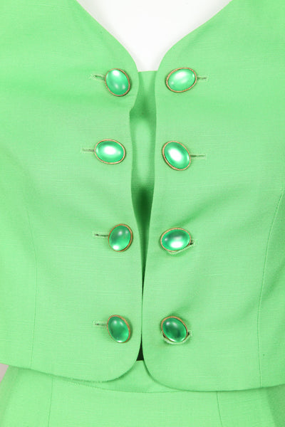 Bright Green Cropped Jacket and Pencil Skirt Suit