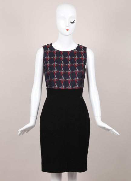 Black, Navy, and Red Sleeveless Combo Sheath Dress