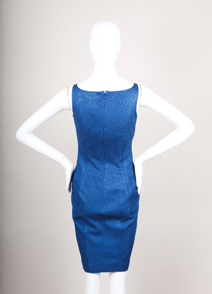 Blue Snake Print Stretchy Knit Sleeveless Bodycon Dress