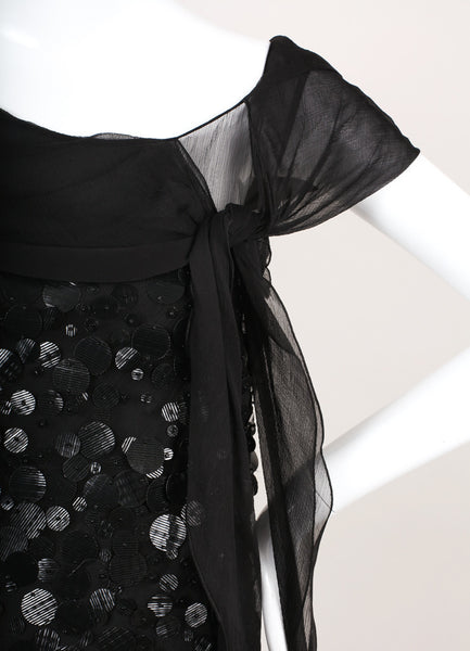 Black Silk Paillette Embellished Dress