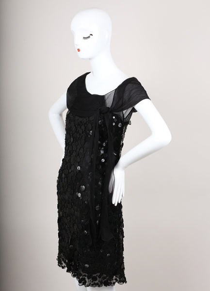 Black Silk Paillette Embellished Dress