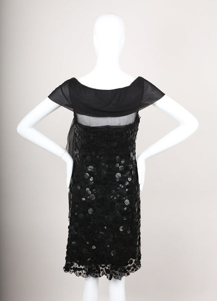 Black Silk Paillette Embellished Dress