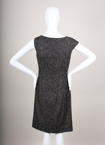 Black and White Silk and Wool Tweed Sleeveless Dress