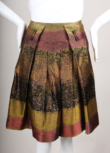 Chartreuse, Red, and Black Pleated Skirt