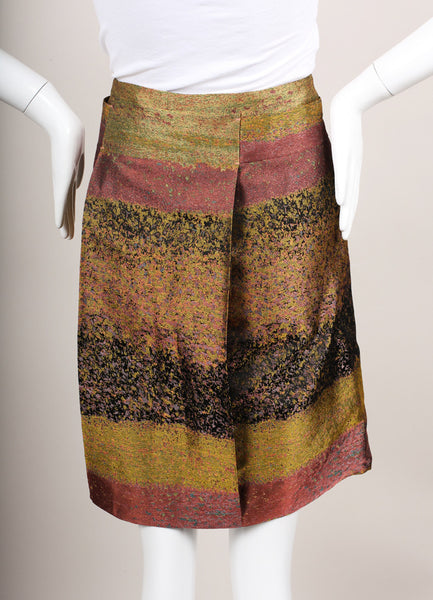 Chartreuse, Red, and Black Pleated Skirt