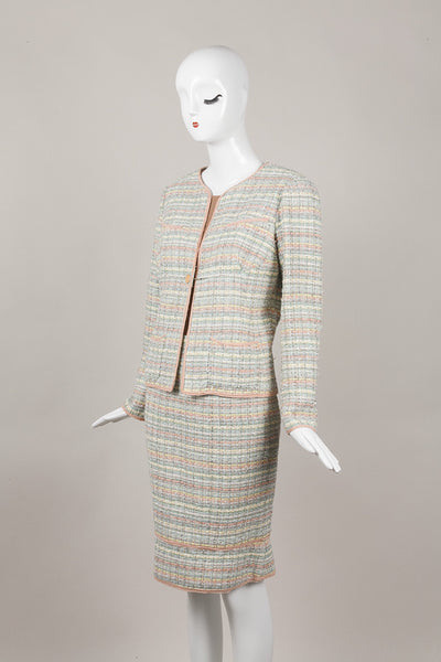 Metallic Knit Silk and Cotton Skirt Suit