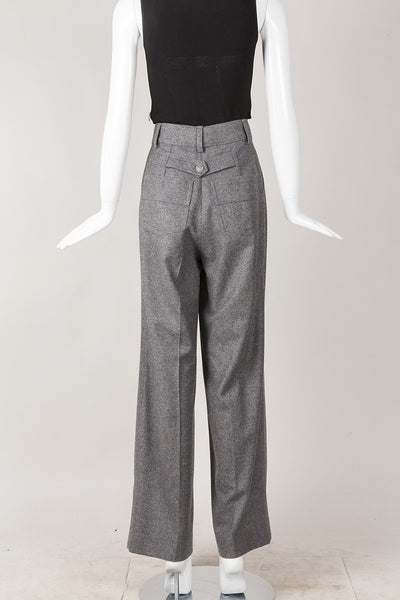 Heather Grey Wool High Waisted Wide Leg Pants