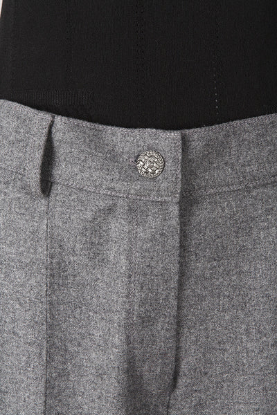 Heather Grey Wool High Waisted Wide Leg Pants