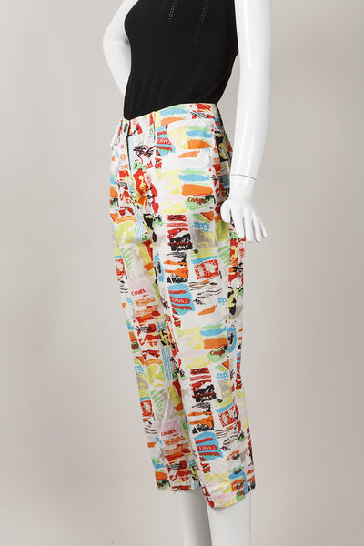 Multicolor Printed Cropped Cotton Pants