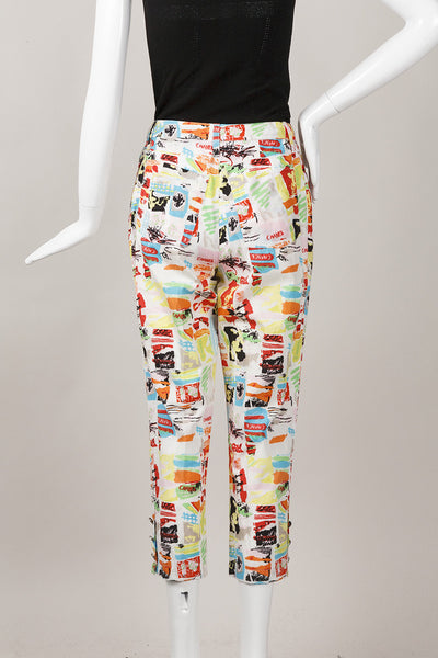 Multicolor Printed Cropped Cotton Pants