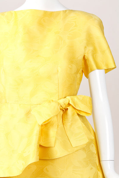 Yellow Bow Cocktail Dress with a Tiered Skirt