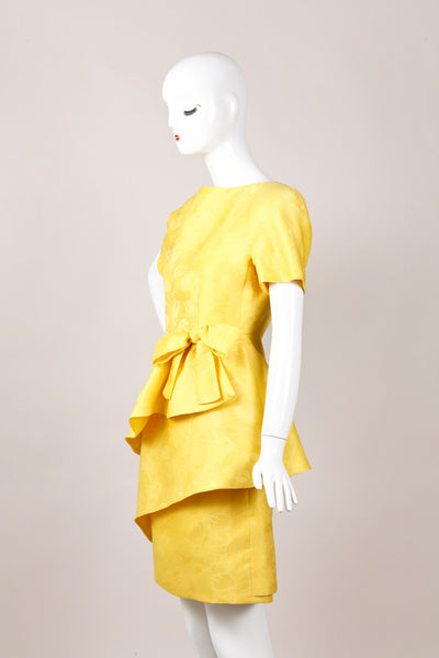 Yellow Bow Cocktail Dress with a Tiered Skirt