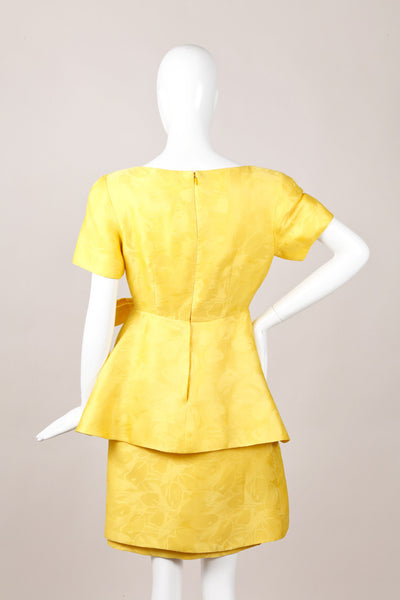 Yellow Bow Cocktail Dress with a Tiered Skirt