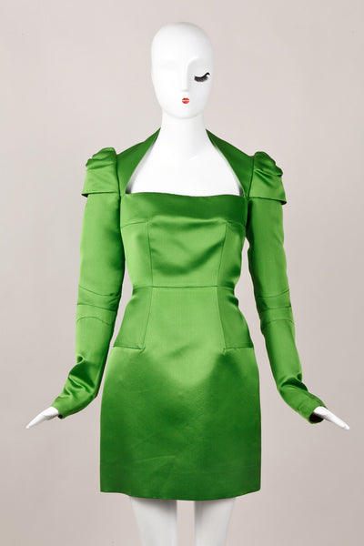 Green Silk Structured Dress