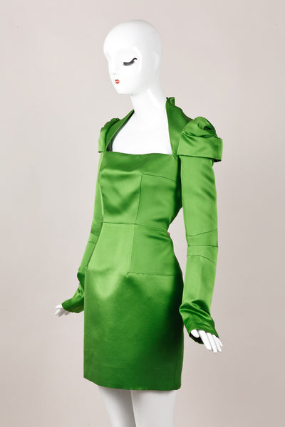 Green Silk Structured Dress