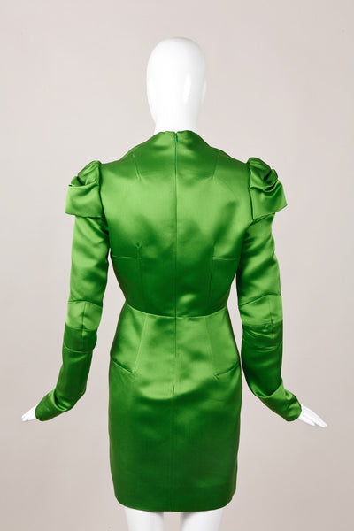 Green Silk Structured Dress