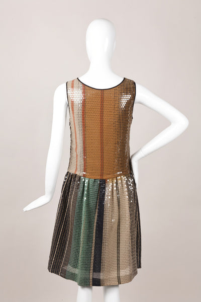 Multicolor Striped and Sequined Sleeveless Dress