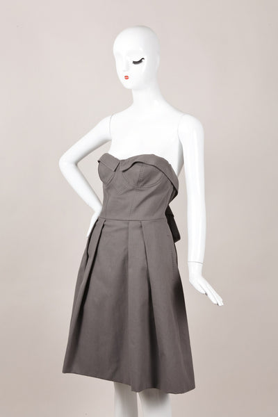 New With Tags Grey Structured Strapless Bustier Dress