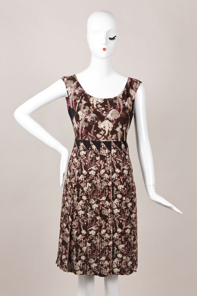 Silk Printed Cap Sleeve Pleated Dress