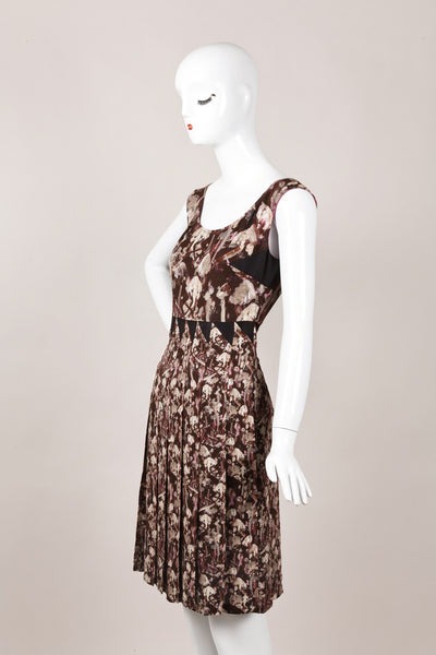 Silk Printed Cap Sleeve Pleated Dress