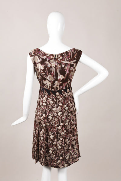 Silk Printed Cap Sleeve Pleated Dress