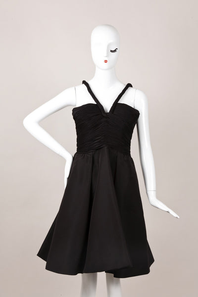 Black Spaghetti Strap Dress with Ruched Bodice