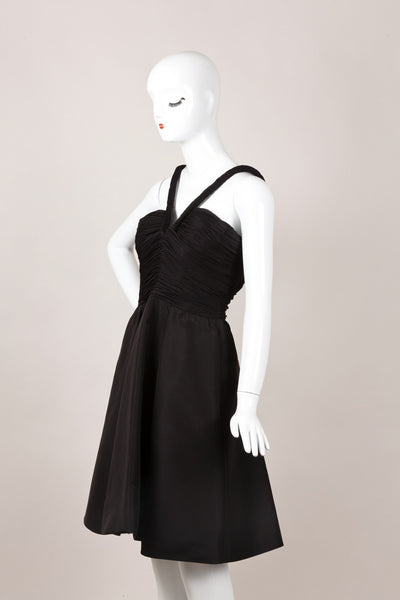 Black Spaghetti Strap Dress with Ruched Bodice