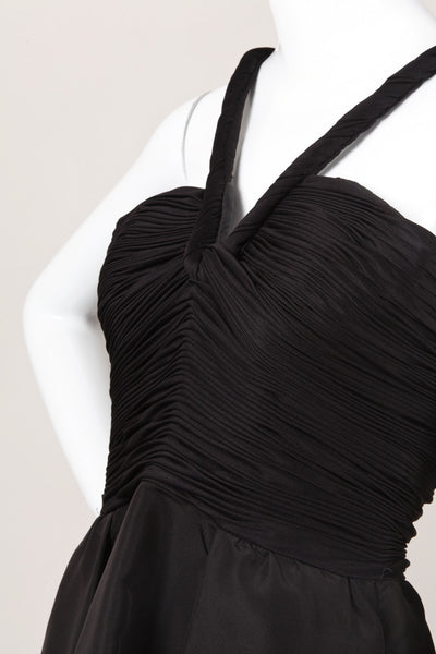 Black Spaghetti Strap Dress with Ruched Bodice