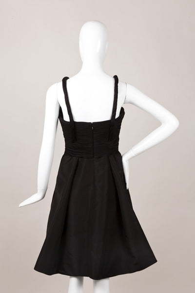 Black Spaghetti Strap Dress with Ruched Bodice