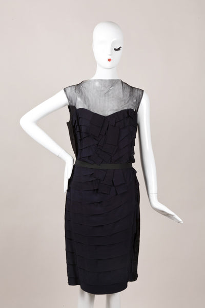 Black and Navy Ribbon Trim Sleeveless Dress