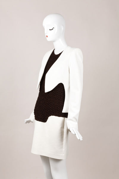 Black and White Sleeveless Textured Dress and Jacket Set