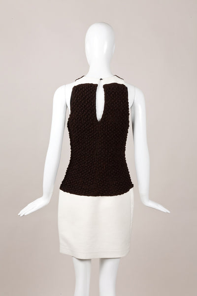 Black and White Sleeveless Textured Dress and Jacket Set