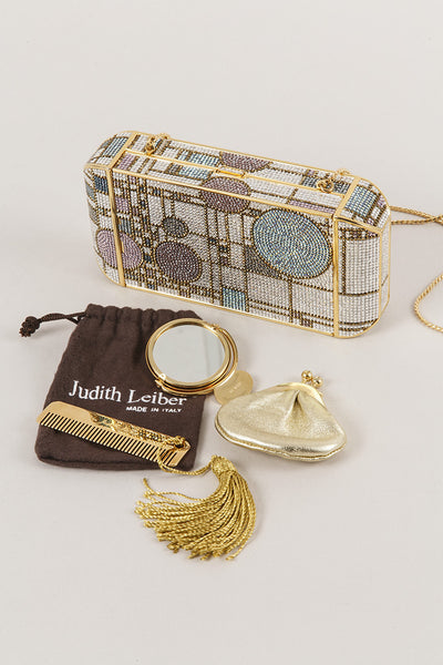 Geometric Embellished Metal Shoulder Bag