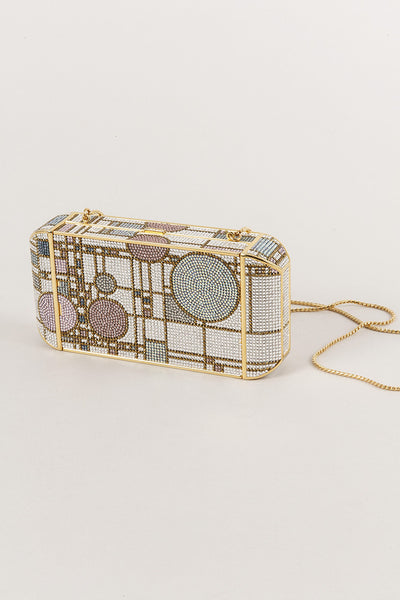 Geometric Embellished Metal Shoulder Bag