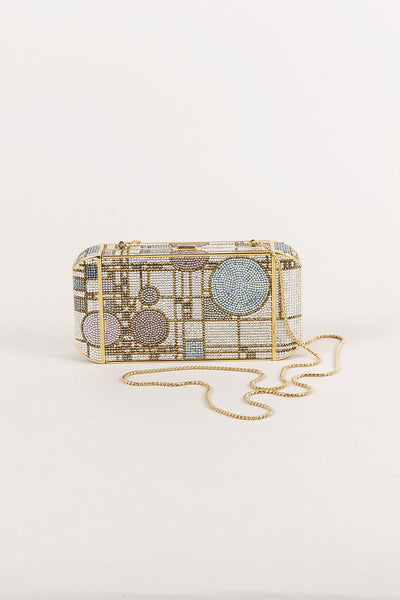 Geometric Embellished Metal Shoulder Bag