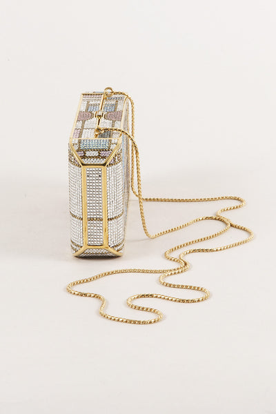 Geometric Embellished Metal Shoulder Bag