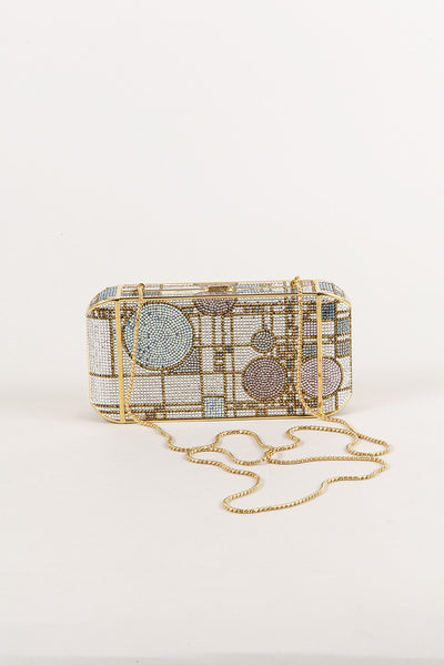 Geometric Embellished Metal Shoulder Bag