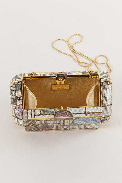 Geometric Embellished Metal Shoulder Bag