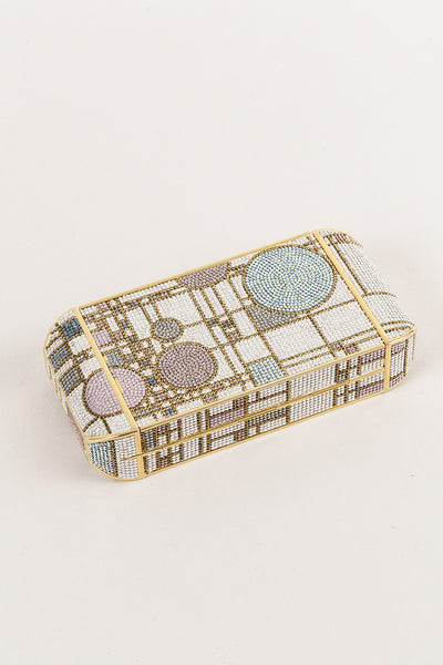 Geometric Embellished Metal Shoulder Bag