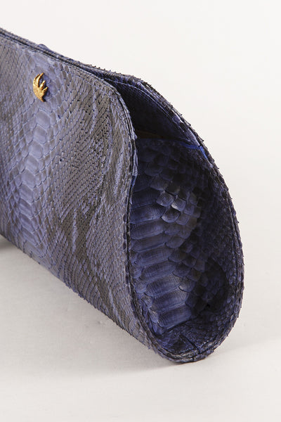 Blue and Black Python Leather Clutch