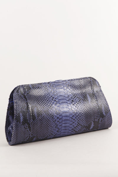 Blue and Black Python Leather Clutch