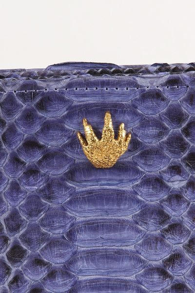 Blue and Black Python Leather Clutch