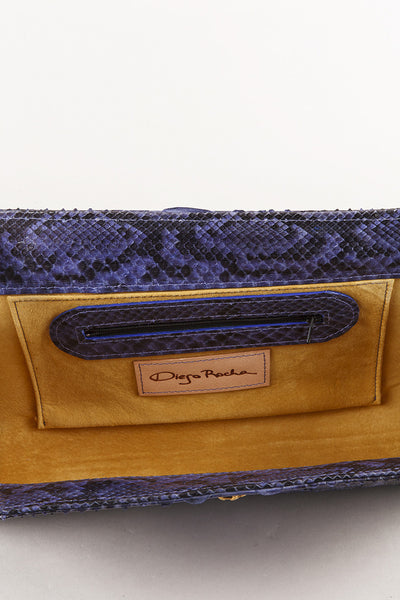 Blue and Black Python Leather Clutch