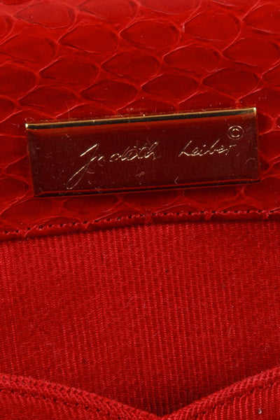 Red Reptile Leather Hinged Clutch