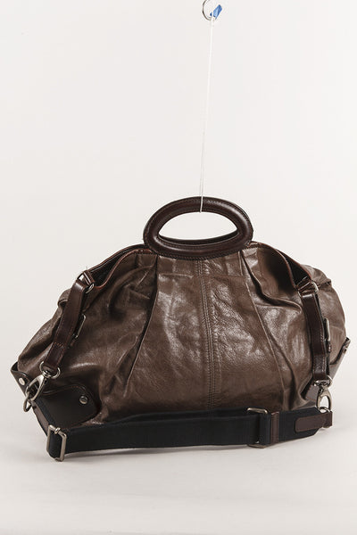 Leather "Balloon" Satchel Bag With Shoulder Strap