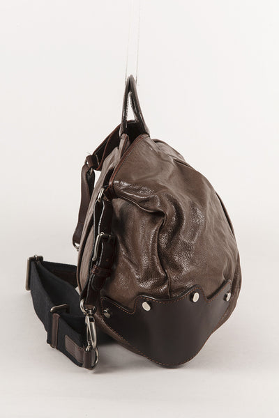 Leather "Balloon" Satchel Bag With Shoulder Strap