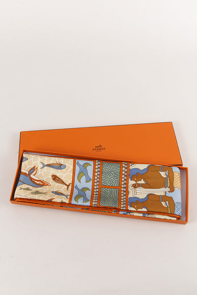 "Les Secrets de Minos" Printed Silk Scarf