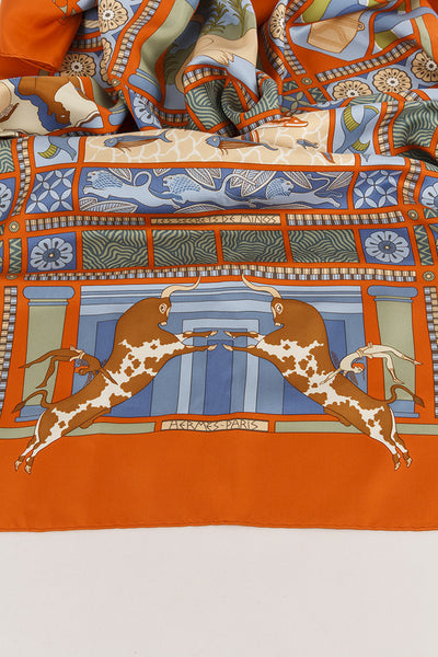 "Les Secrets de Minos" Printed Silk Scarf