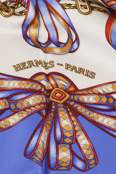 Bow Printed "Les Rubans du Cheval" Silk Scarf