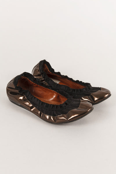 Metallic Round Toe Ballet Flats